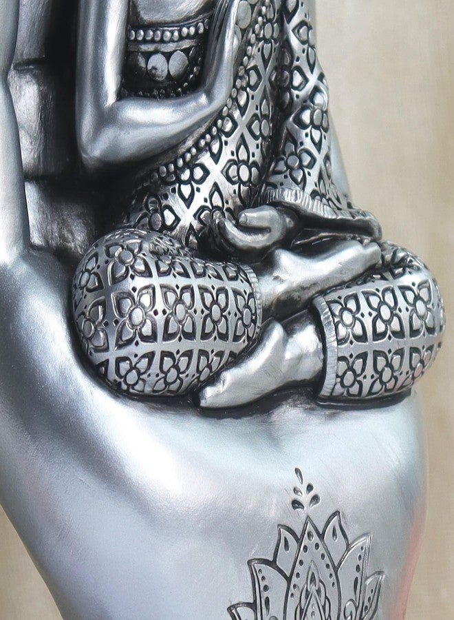 Pigort Buddha Statue Home and Garden Zen Lotus Decorative Sculpture Praying Collectibles Figurines,Home Decoration for Self 9.1 in, Resin - Image 5
